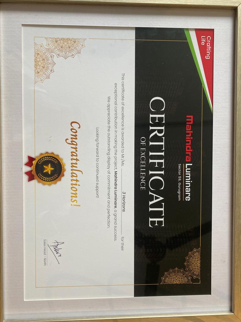 3 Horizons pvt ltd mahindra luminare award certificate